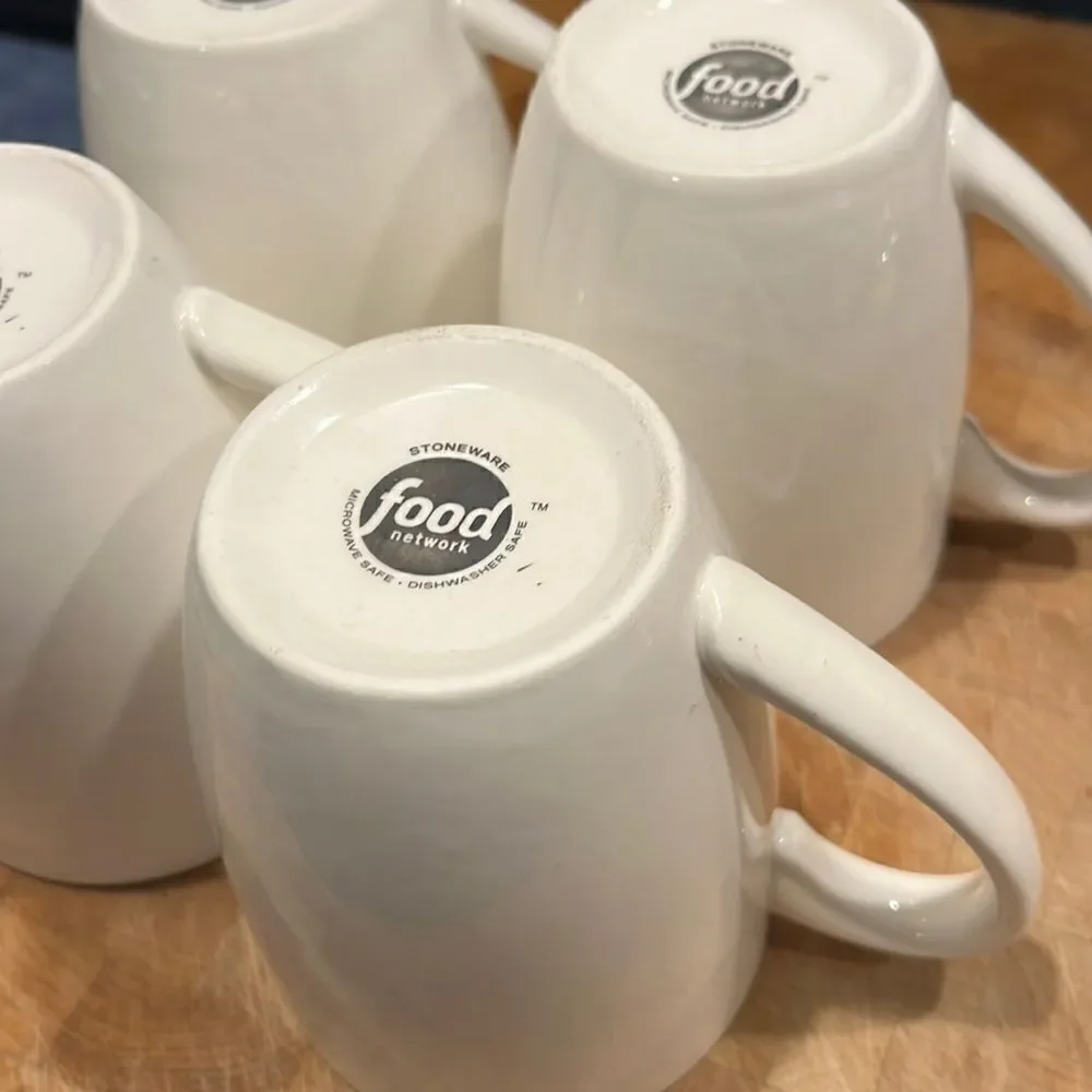 Food Network Creamy White Ceramic Stoneware Microwave Safe Mugs- 12 Oz